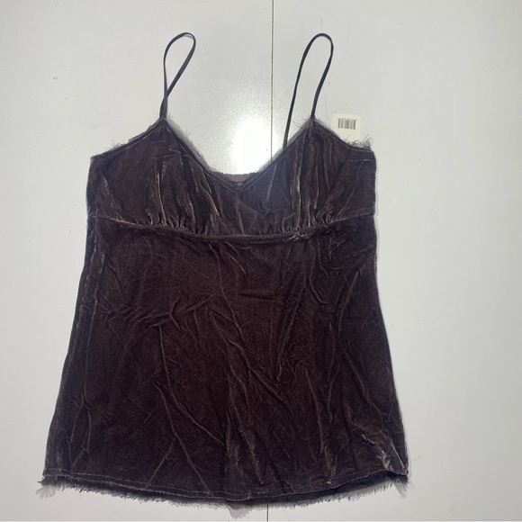 Vince Vintage Y2K Vintage Silk Rayon Velvet Camisole Tank With Tulle Trim NWT 6 - Picture 2 of 14